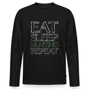 Essen Schlafen Jagen - Männer Premium Bio Langarmshirt - Schwarz - Vorne - Nico (187cm)