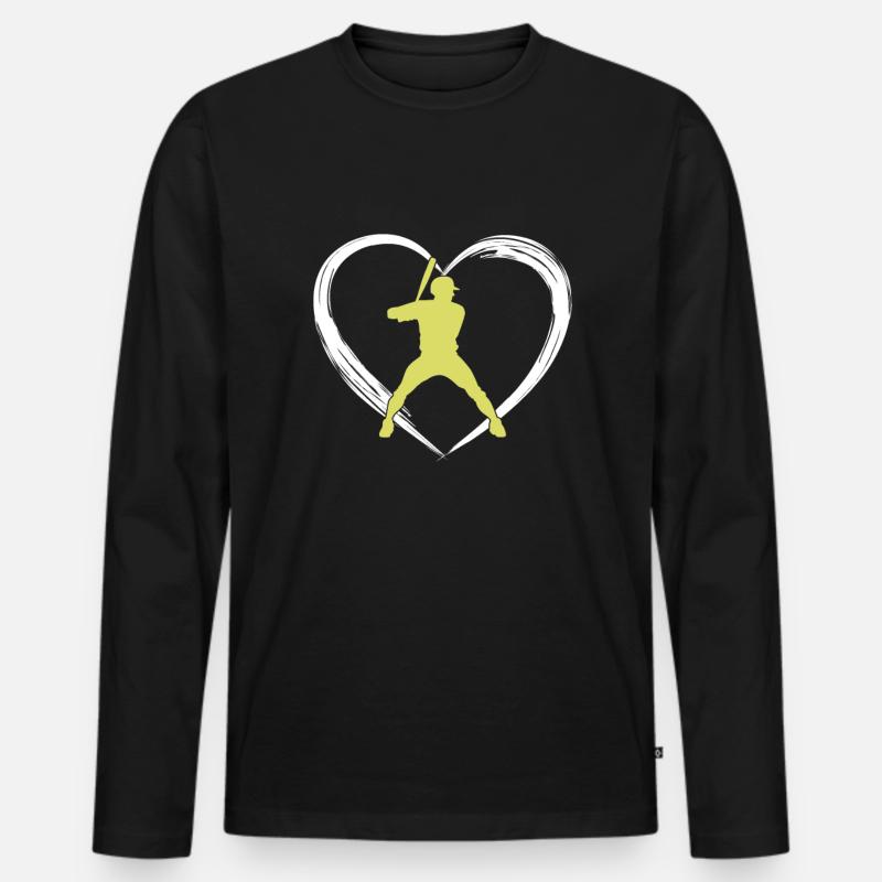 baseball love - Männer Premium Bio Langarmshirt - Schwarz