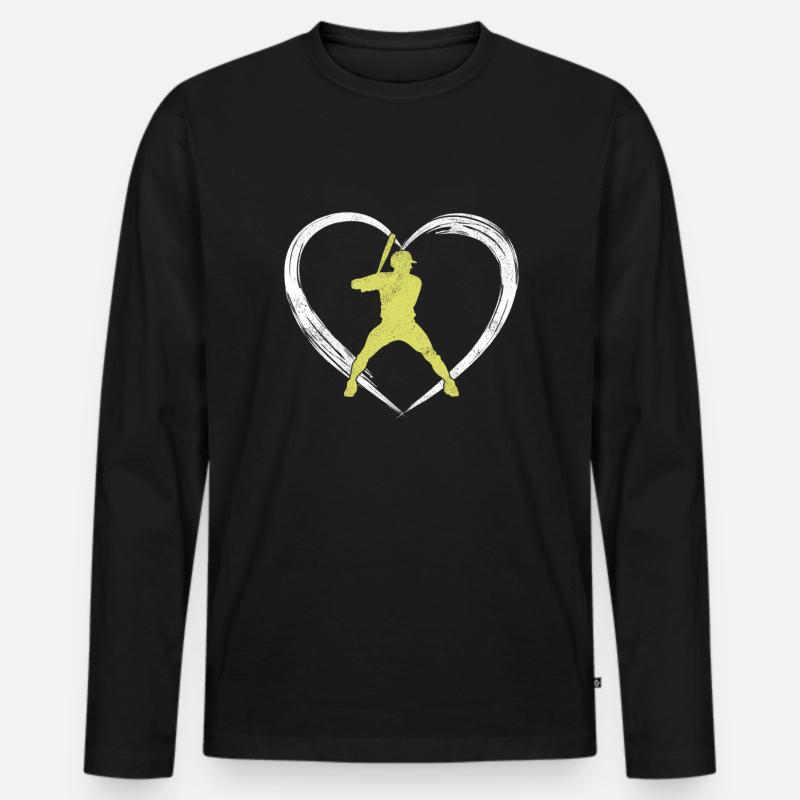 baseball love - Männer Premium Bio Langarmshirt - Schwarz