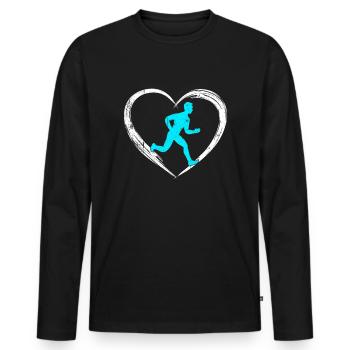 L’amour du jogging - T-shirt manches longues Premium bio Homme - noir - Devant - Nico (187cm)
