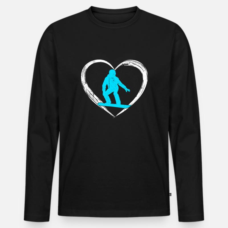 snowboarding love - Männer Premium Bio Langarmshirt - Schwarz