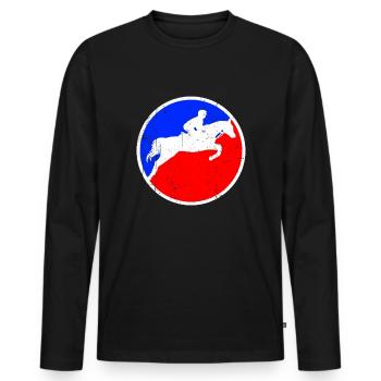 Logo de l’équitation - T-shirt manches longues Premium bio Homme - noir - Devant - Nico (187cm)