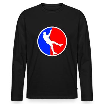 Logo d’escalade - T-shirt manches longues Premium bio Homme - noir - Devant - Nico (187cm)