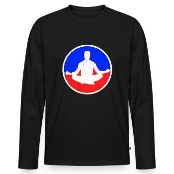 Logo de méditation - T-shirt manches longues Premium bio Homme - noir - Devant - Nico (187cm)