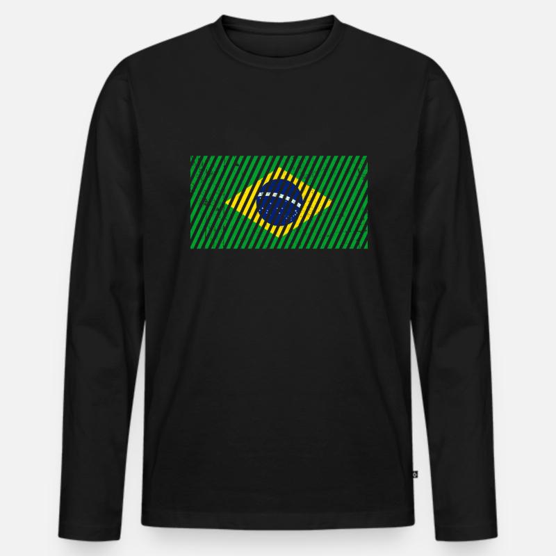 Brasilien Flagge - Männer Premium Bio Langarmshirt - Schwarz