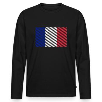 Français drapeau - T-shirt manches longues Premium bio Homme - noir - Devant - Nico (187cm)