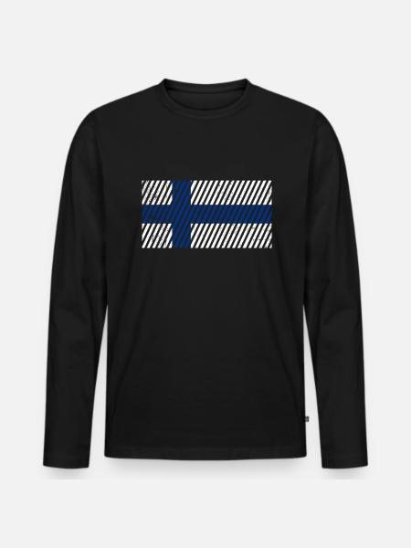Finland flag - Men's Premium Organic Long Sleeve Shirt - black