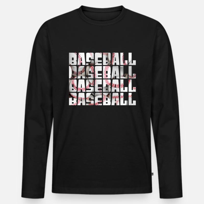 baseball - Männer Premium Bio Langarmshirt - Schwarz