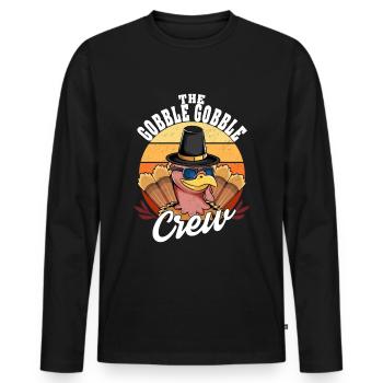 The Gobble Gobble Crew - Thanks Giving Truthahn - Männer Premium Bio Langarmshirt - Schwarz - Vorne - Nico (187cm)