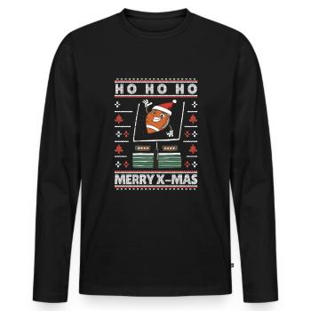 Lustiger American Football Ugly X- Mas Sweater - Männer Premium Bio Langarmshirt - Schwarz - Vorne - Nico (187cm)