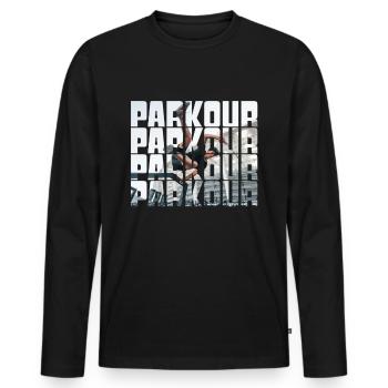 parkour - Men's Premium Organic Long Sleeve Shirt - black - Front - Nico (187cm)