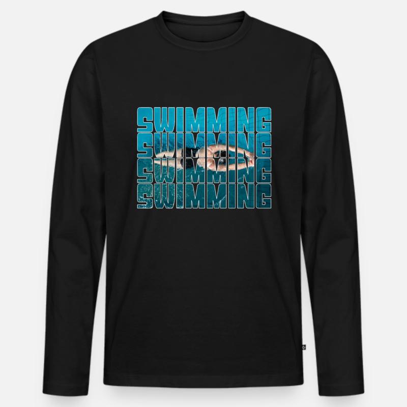 Schwimmen - Männer Premium Bio Langarmshirt - Schwarz