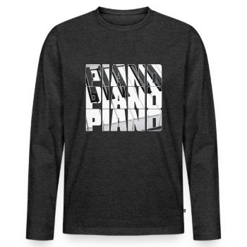 Piano - T-shirt manches longues Premium bio Homme - anthracite chiné - Devant - Nico (187cm)