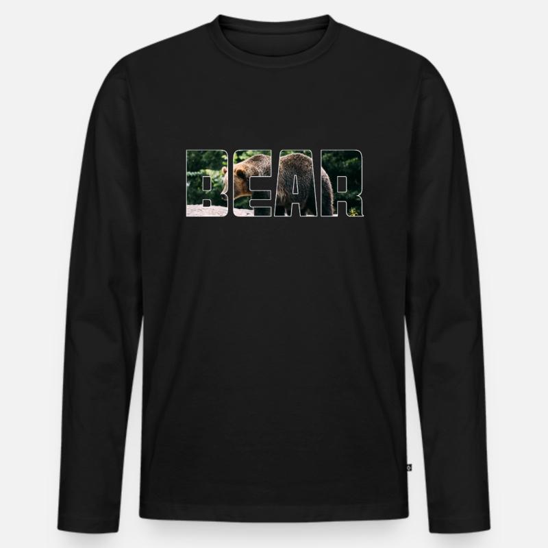 Bär - Männer Premium Bio Langarmshirt - Schwarz