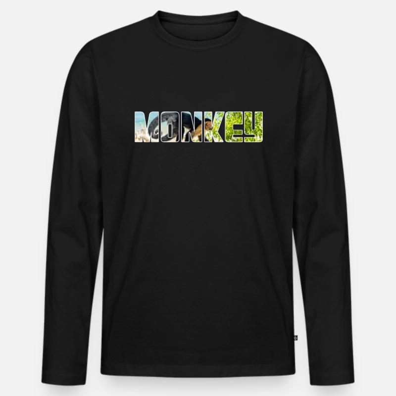 Affe - Männer Premium Bio Langarmshirt - Schwarz