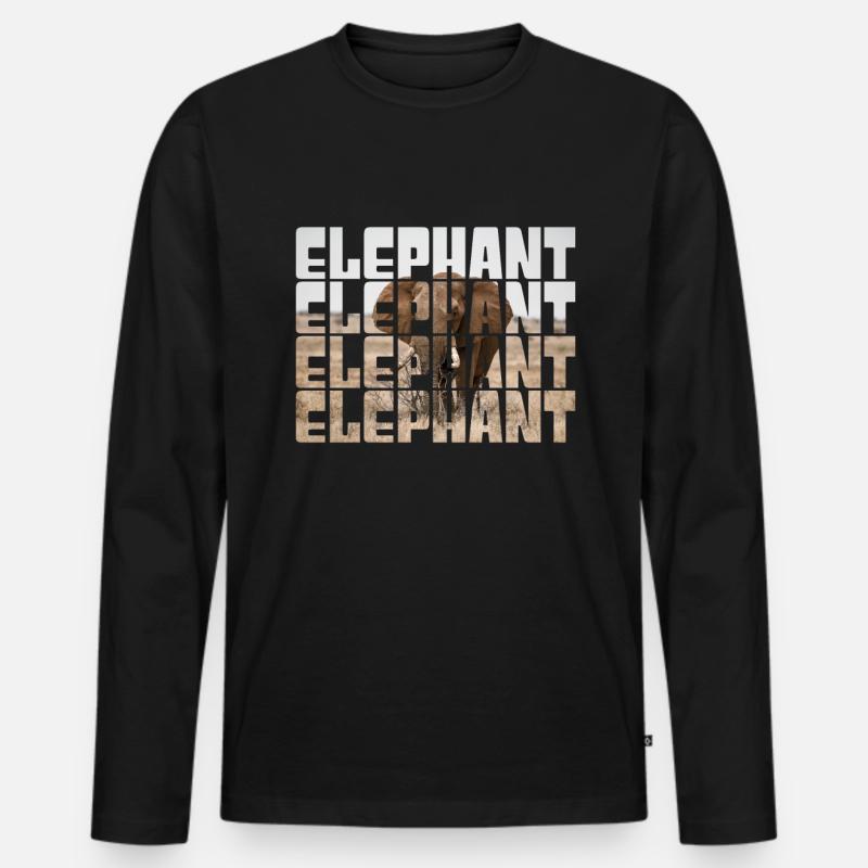 Elefant - Männer Premium Bio Langarmshirt - Schwarz