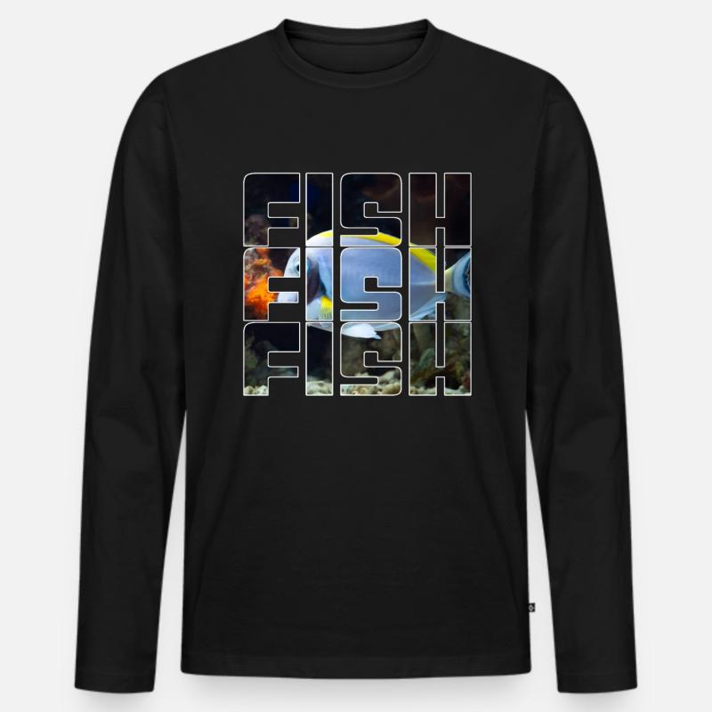 Fisch - Männer Premium Bio Langarmshirt - Schwarz