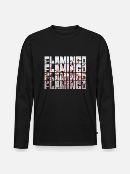 Flamingo - Männer Premium Bio Langarmshirt - Schwarz