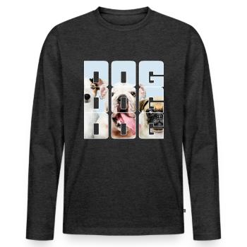 Chien - T-shirt manches longues Premium bio Homme - anthracite chiné - Devant - Nico (187cm)