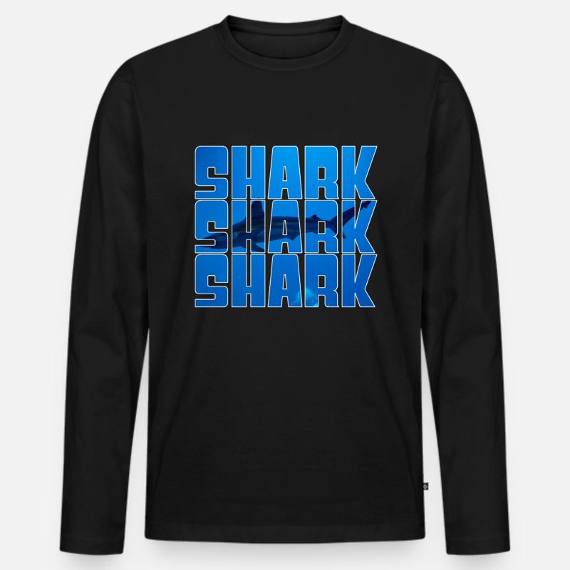 Hai - Männer Premium Bio Langarmshirt - Schwarz