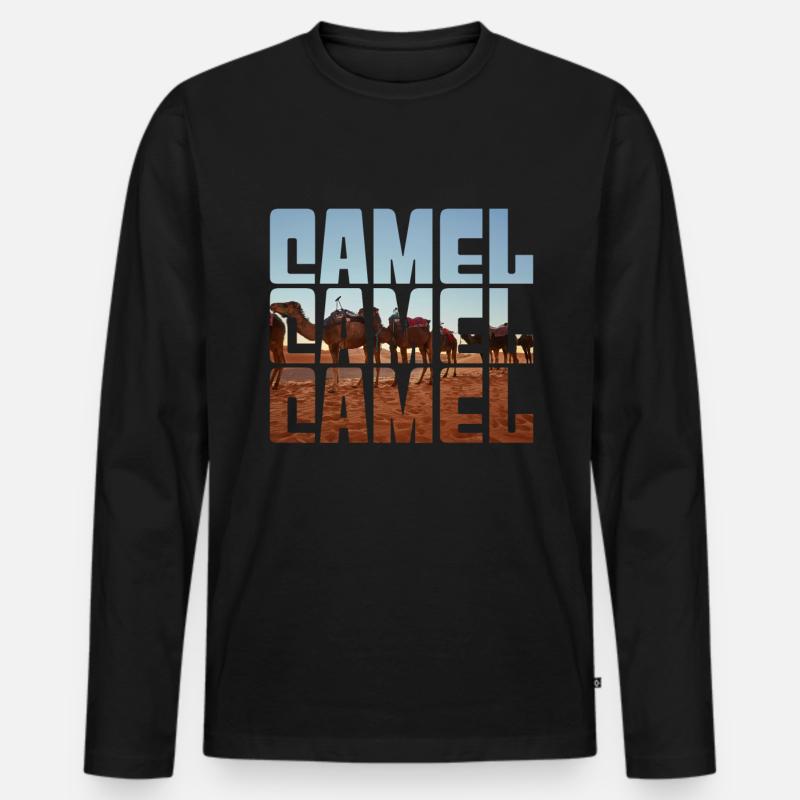 Kamel - Männer Premium Bio Langarmshirt - Schwarz