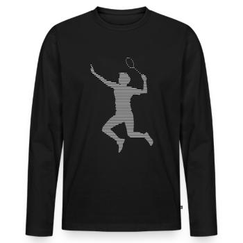 Badminton - Männer Premium Bio Langarmshirt - Schwarz - Vorne - Nico (187cm)