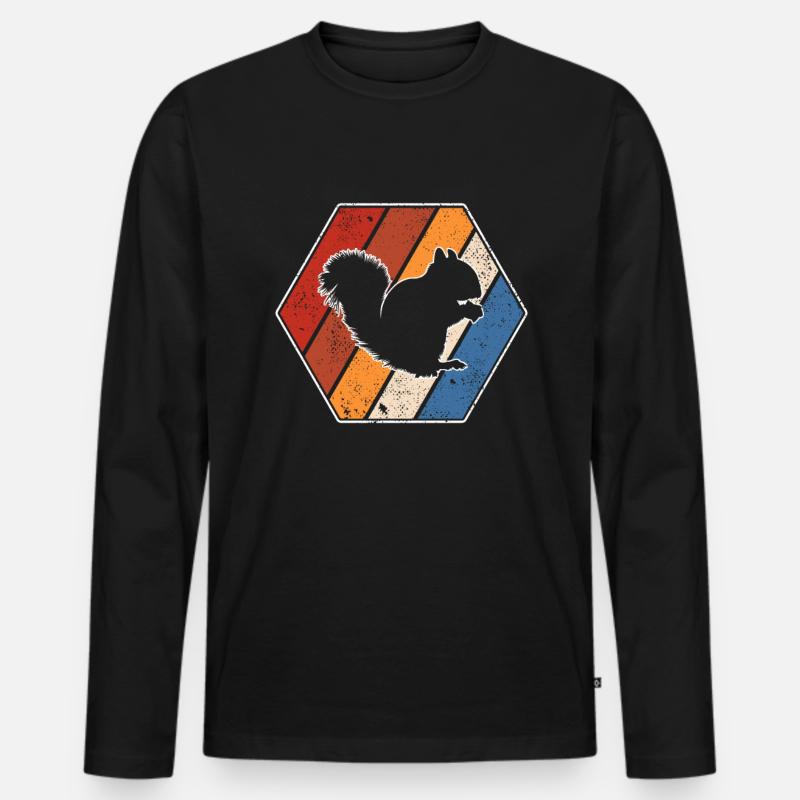 Eichhörnchen Retro - Männer Premium Bio Langarmshirt - Schwarz