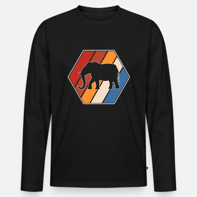 Elefant Retro - Männer Premium Bio Langarmshirt - Schwarz
