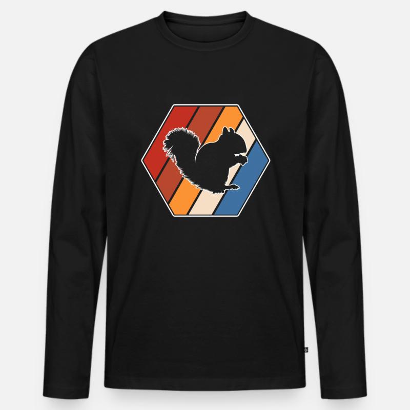 Eichhörnchen Retro - Männer Premium Bio Langarmshirt - Schwarz