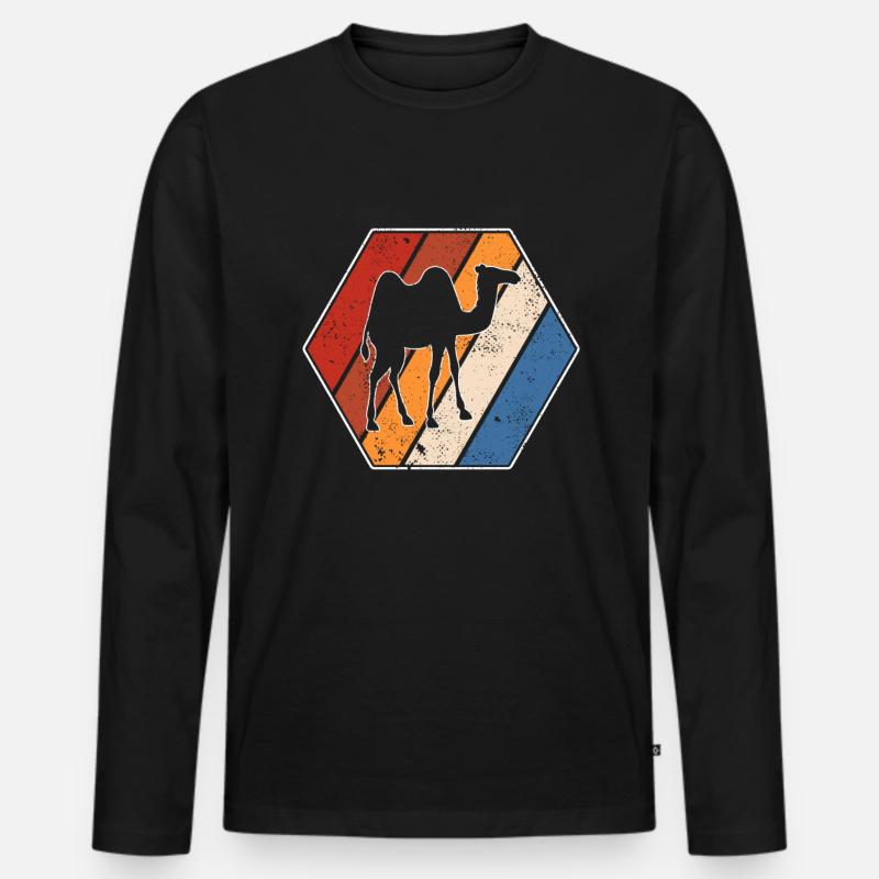 Kamel Retro - Männer Premium Bio Langarmshirt - Schwarz