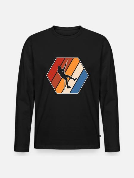 Climbing Retro - Men's Premium Organic Long Sleeve Shirt - black