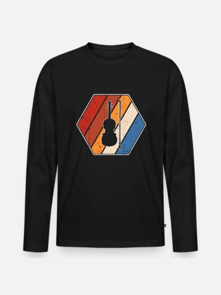 Violin Retro - Men's Premium Organic Long Sleeve Shirt - black