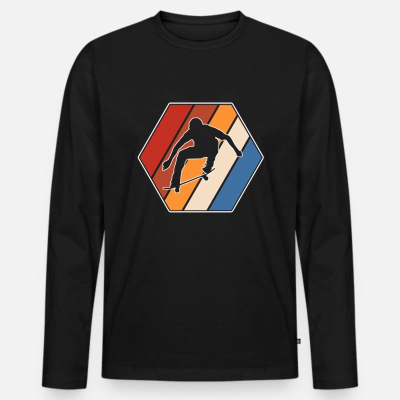 Skate Retro - Männer Premium Bio Langarmshirt - Schwarz