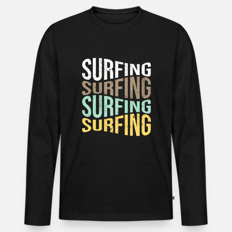 Surfen - Männer Premium Bio Langarmshirt - Schwarz