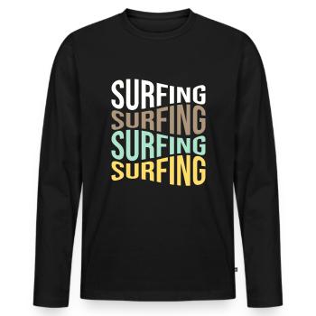 Surfen - Männer Premium Bio Langarmshirt - Schwarz - Vorne - Nico (187cm)