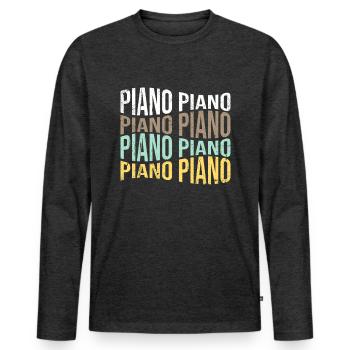 Piano - T-shirt manches longues Premium bio Homme - anthracite chiné - Devant - Nico (187cm)