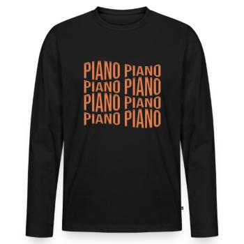 Piano - T-shirt manches longues Premium bio Homme - noir - Devant - Nico (187cm)