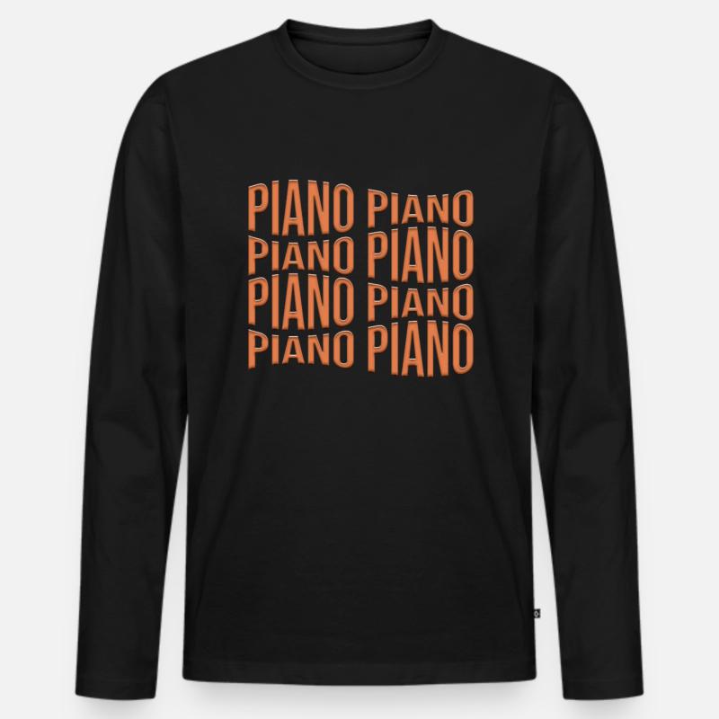 Klavier - Männer Premium Bio Langarmshirt - Schwarz