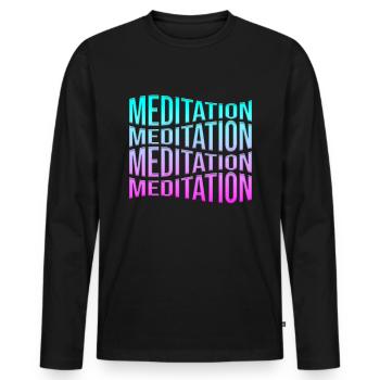 meditation - Men's Premium Organic Long Sleeve Shirt - black - Front - Nico (187cm)