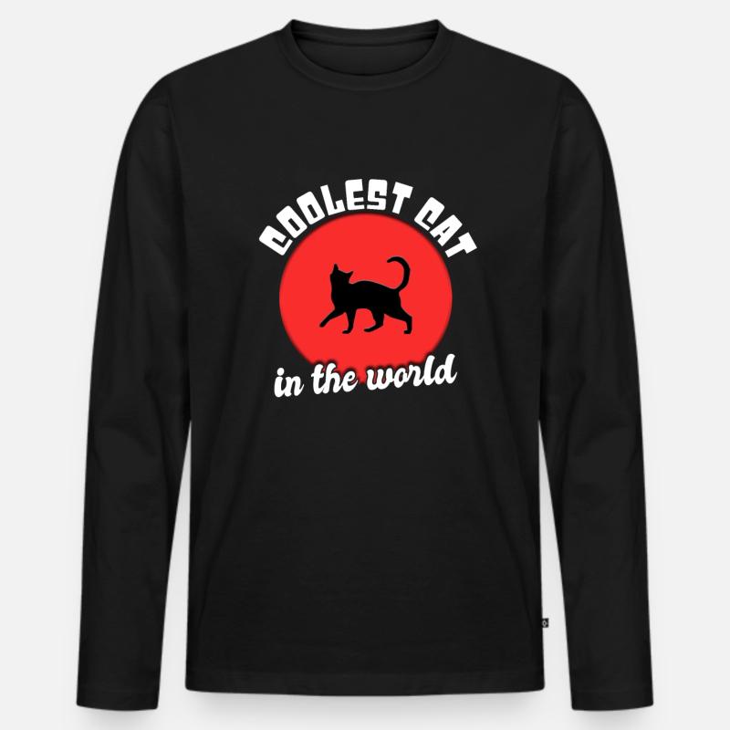 Coole Katze Spruch - Männer Premium Bio Langarmshirt - Schwarz