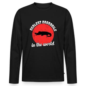 Cool crocodile saying - Men's Premium Organic Long Sleeve Shirt - black - Front - Nico (187cm)