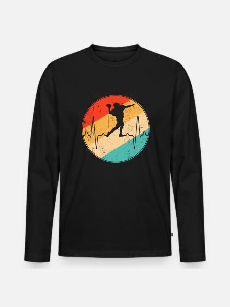 Rugby Retro Heartbeat - Men's Premium Organic Long Sleeve Shirt - black