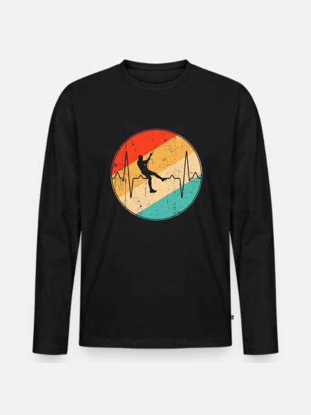 Climbing retro heartbeat - Men's Premium Organic Long Sleeve Shirt - black