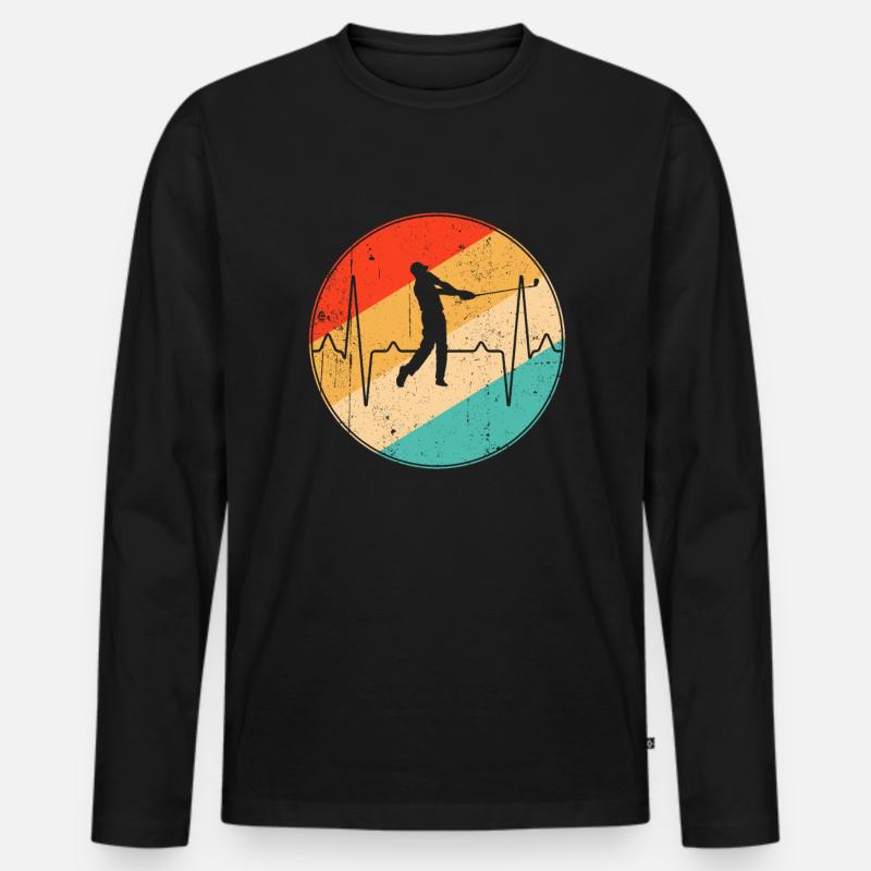 golf retro herzschlag - Männer Premium Bio Langarmshirt - Schwarz