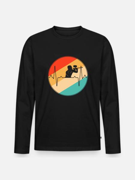 Paintball Retro Heartbeat - Men's Premium Organic Long Sleeve Shirt - black