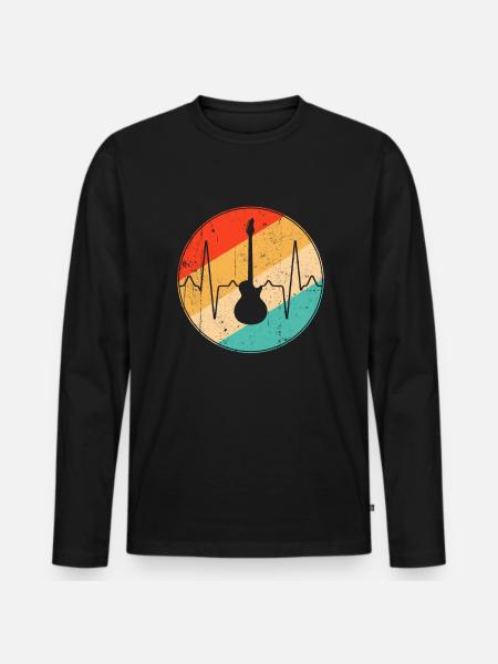 Rock Retro Heartbeat - Men's Premium Organic Long Sleeve Shirt - black