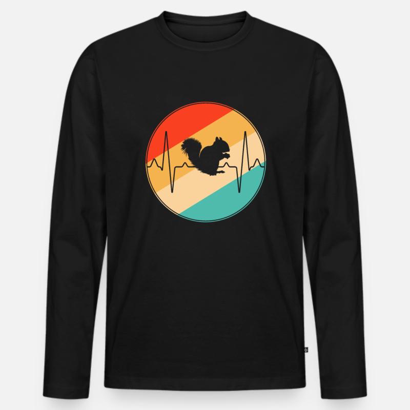 Eichhörnchen Retro Herzschlag - Männer Premium Bio Langarmshirt - Schwarz