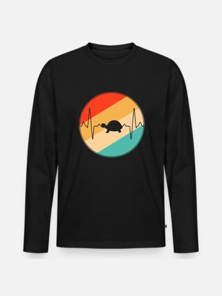 Turtle Retro Heartbeat - Men's Premium Organic Long Sleeve Shirt - black