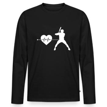 Battements de cœur de baseball - T-shirt manches longues Premium bio Homme - noir - Devant - Nico (187cm)