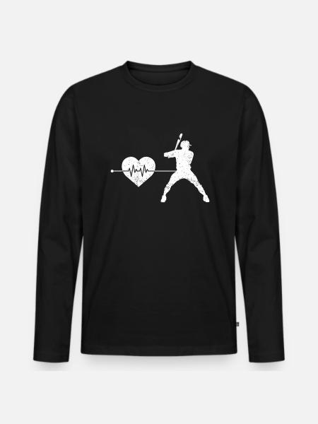Baseball heartbeat - Men's Premium Organic Long Sleeve Shirt - black